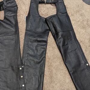 Black Leather Motorcycle Chaps